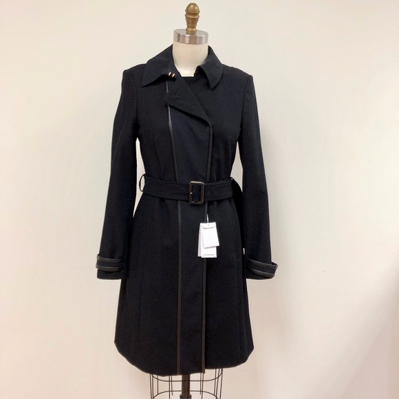 NWT BOSS womens black trench coat - Picture 1 of 8